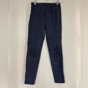 Umgee Navy Blue‎ Moto Jeggings M | Elastic Waist Stretch Pants Zip Hem Boho